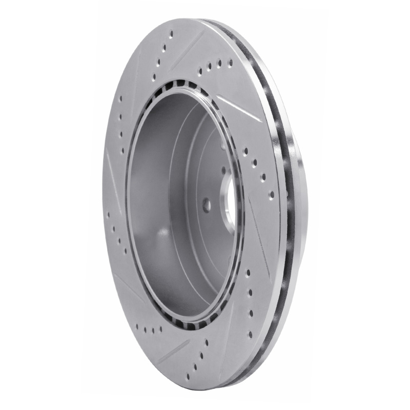 Subaru Impreza Brake Rotor (1) - Rear Right - R1 Concepts - Drilled & Slotted - Silver - `05-`07